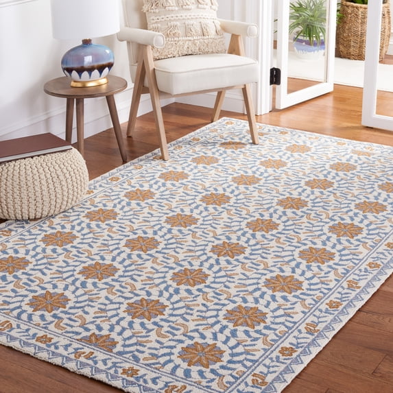 Safavieh Chelsea Alondra Bordered Wool Area Rug, Ivory/Blue, 9' x 12'