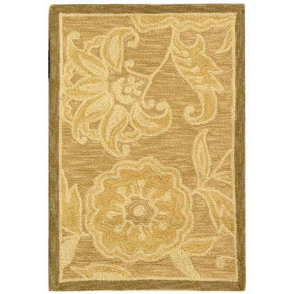 SAFAVIEH Chelsea Amaia Floral Wool Area Rug, Light Brown, 1'8" x 2'6"