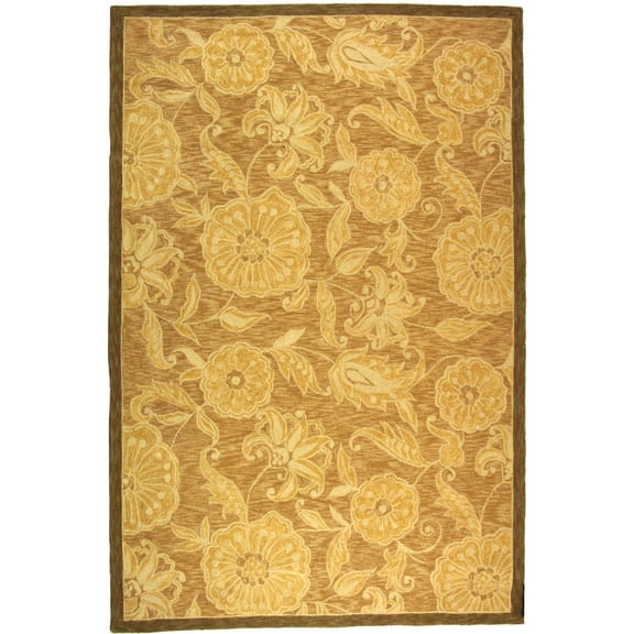 SAFAVIEH Chelsea Amaia Floral Wool Area Rug, Light Brown, 2'6" x 4'