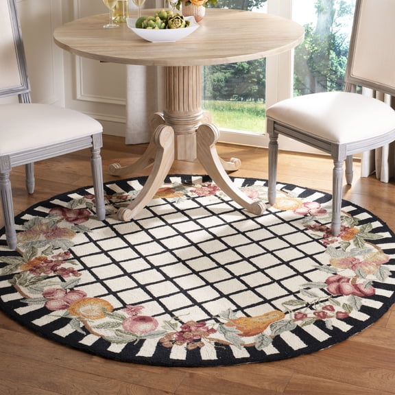 Safavieh Chelsea Anabella Bordered Area Rug, Ivory/Black, 3' x 3' Round
