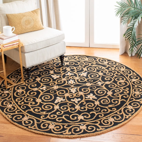 Safavieh Chelsea Aragon Oriental Wool Area Rug, Black, 4' x 4' Round