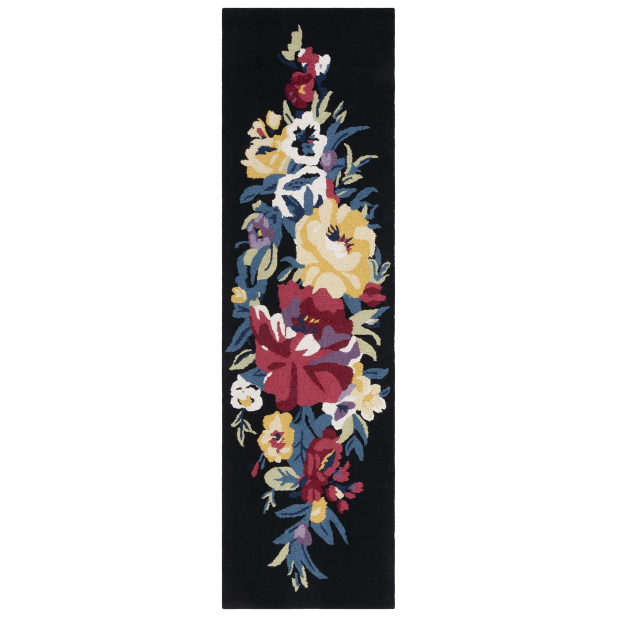 Handmade Black Floral Wool 6' x 9' Tufted Rug