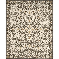 SAFAVIEH Chelsea Aragon Geometric Borders Wool Area Rug, Ivory/Dark Brown, 6' x 9'