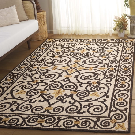 Safavieh Chelsea Aragon Oriental Wool Area Rug, Ivory/Dark Brown, 6' x 9'