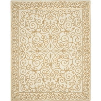 SAFAVIEH Chelsea Aragon Geometric Borders Wool Area Rug, Ivory/Gold, 1'8" x 2'6"