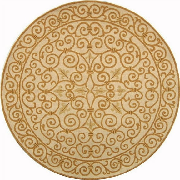 SAFAVIEH Chelsea Aragon Geometric Borders Wool Area Rug, Ivory/Gold, 7'6" x 9'6" Oval