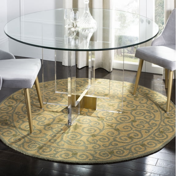 Safavieh Chelsea Aragon Oriental Wool Area Rug, Yellow/Light Green, 3' x 3' Round