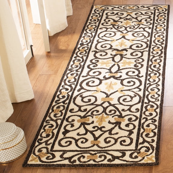 Safavieh Chelsea Aragon Oriental Wool Runner Rug, Ivory/Dark Brown, 2'6" x 8'