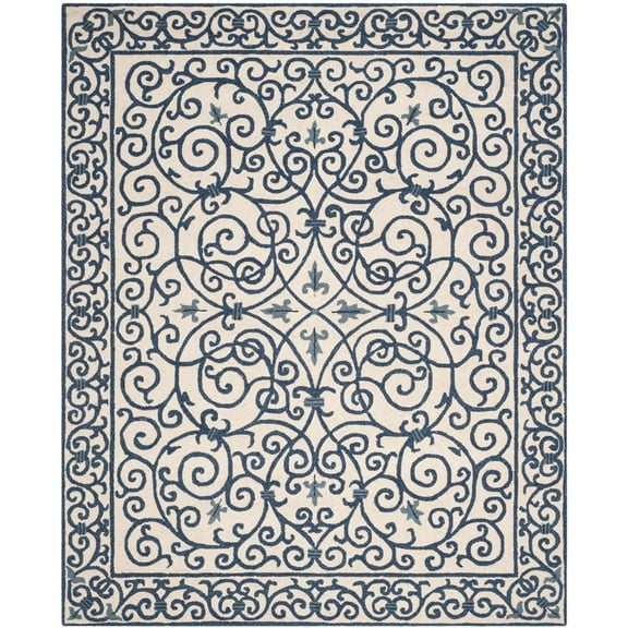 SAFAVIEH Chelsea Aragon Oriental Wool Area Rug, Ivory/Dark Blue, 8' x 10'