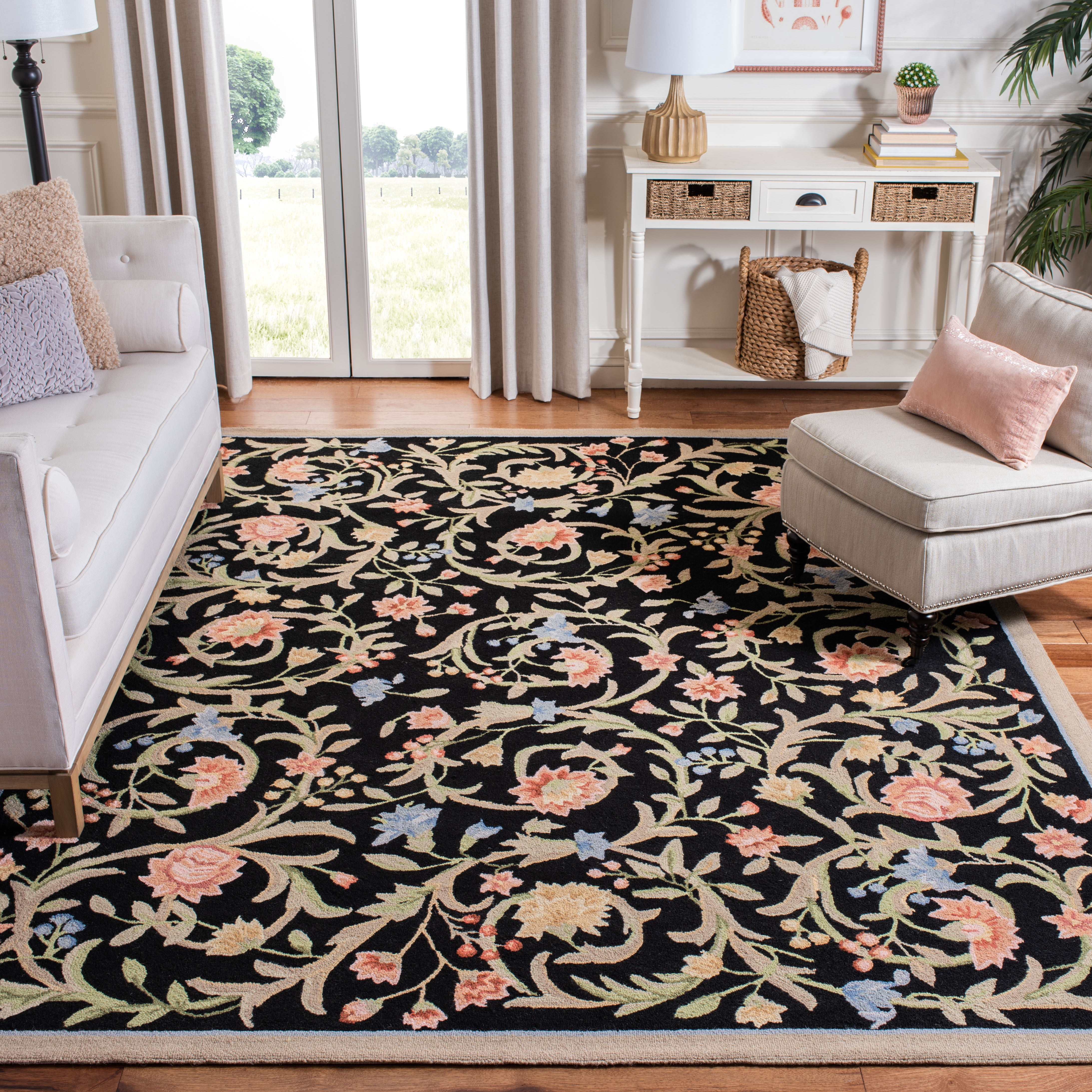 Safavieh Chelsea Baxter Bordered Wool Area Rug, Black, 10' x 14'