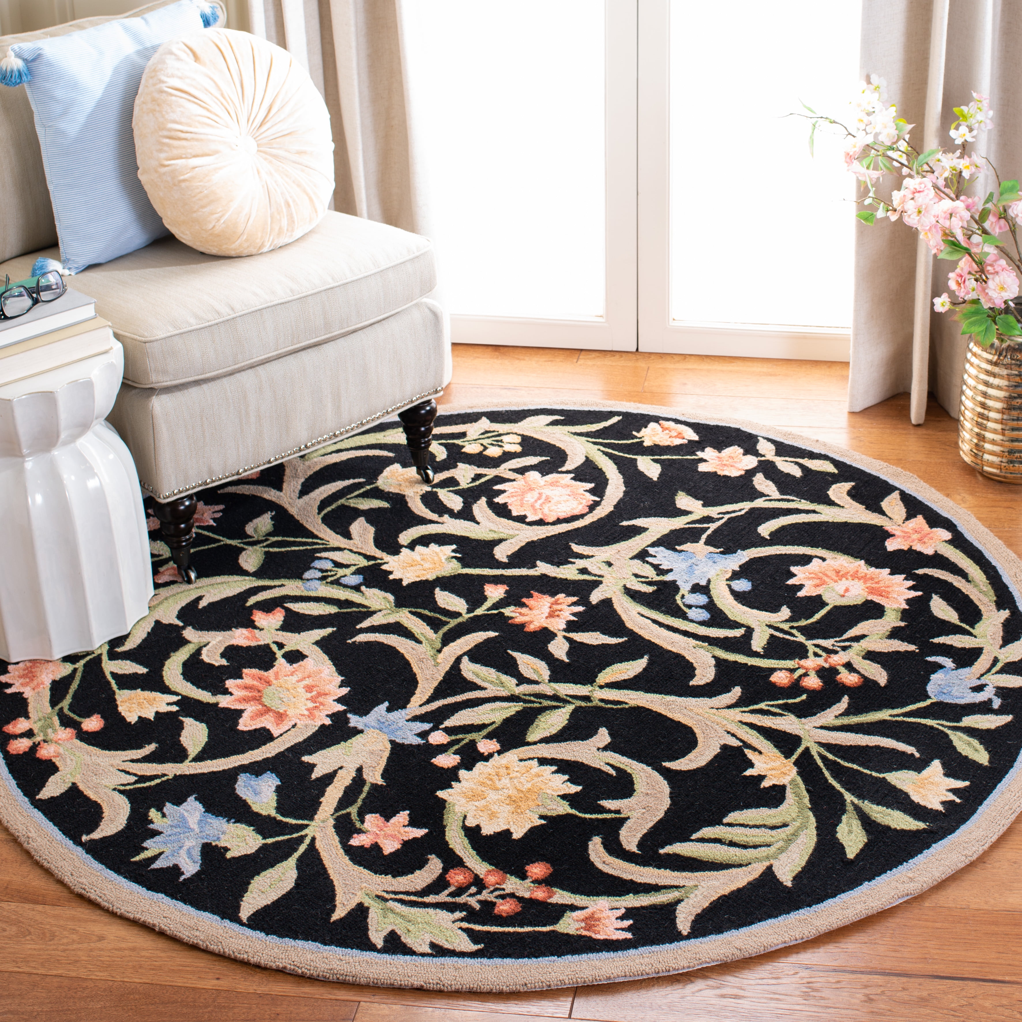 Safavieh Chelsea Baxter Bordered Wool Area Rug, Black, 3' x 5' Oval