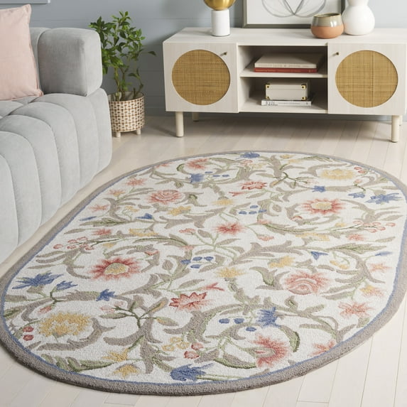 Safavieh Chelsea Baxter Bordered Wool Area Rug, Ivory, 3' x 5' Oval
