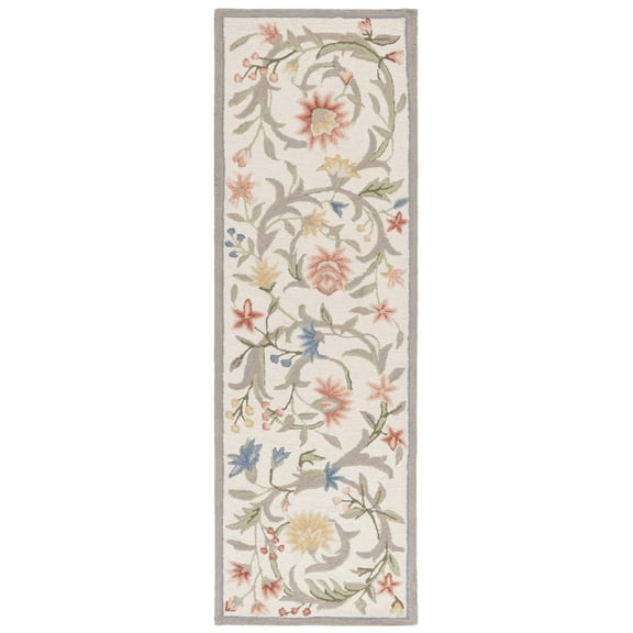 SAFAVIEH Chelsea Baxter Bordered Wool Runner Rug, Ivory, 2'6" x 22'