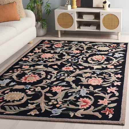 Safavieh Chelsea Baxter Bordered Wool Area Rug, Black, 1'8" x 2'6"