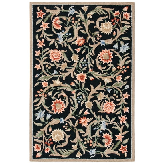 SAFAVIEH Chelsea Baxter Bordered Wool Area Rug, Black, 3'9" x 5'9"