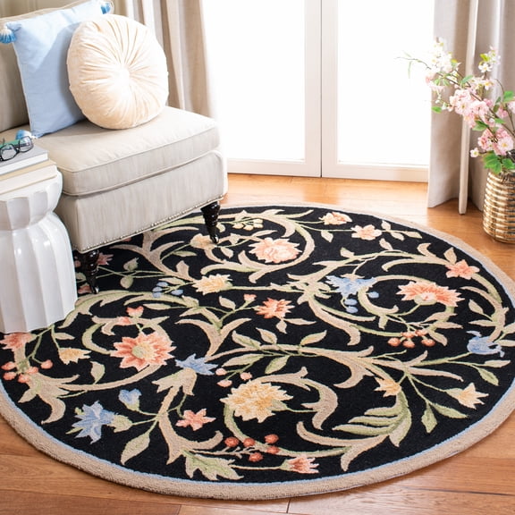 Safavieh Chelsea Baxter Bordered Wool Area Rug, Black, 4'6" x 6'6" Oval