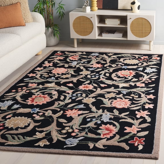 Safavieh Chelsea Baxter Bordered Wool Area Rug, Black, 5'3" x 8'3"