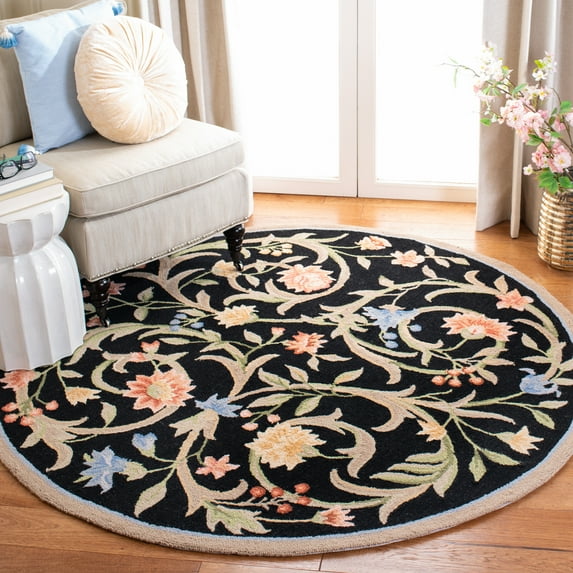 Safavieh Chelsea Baxter Bordered Wool Area Rug, Black, 5'6" x 5'6" Round