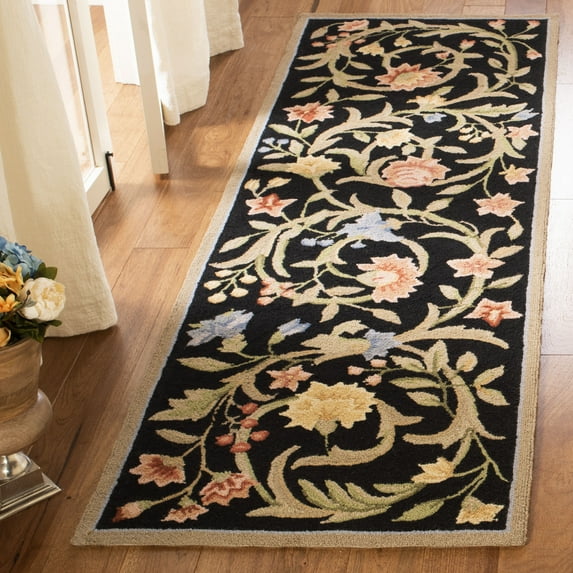 Safavieh Chelsea Baxter Bordered Wool Runner Rug, Black, 2'6" x 12'