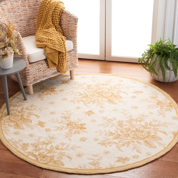 Safavieh Chelsea Benedict Bordered Area Rug, Ivory/Gold, 4' x 4' Round