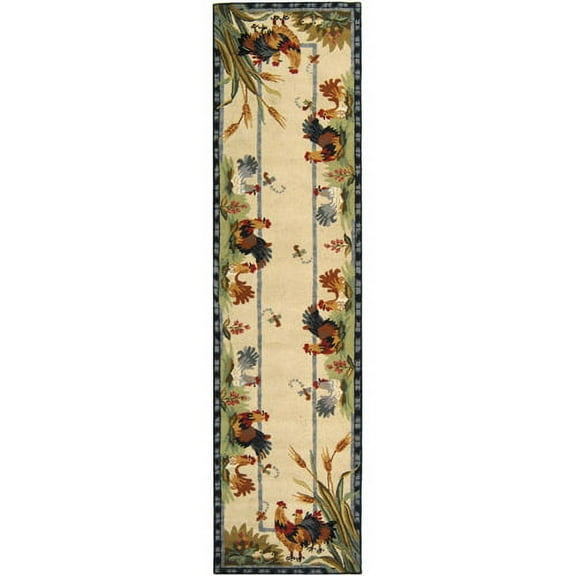 SAFAVIEH Chelsea Benedict Floral Wool Runner Rug, Ivory/Gold, 2'6" x 10'