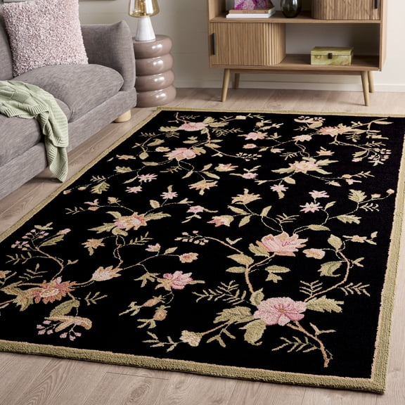 Safavieh Chelsea Beryl Bordered Wool Area Rug, Black, 1'8" x 2'6"