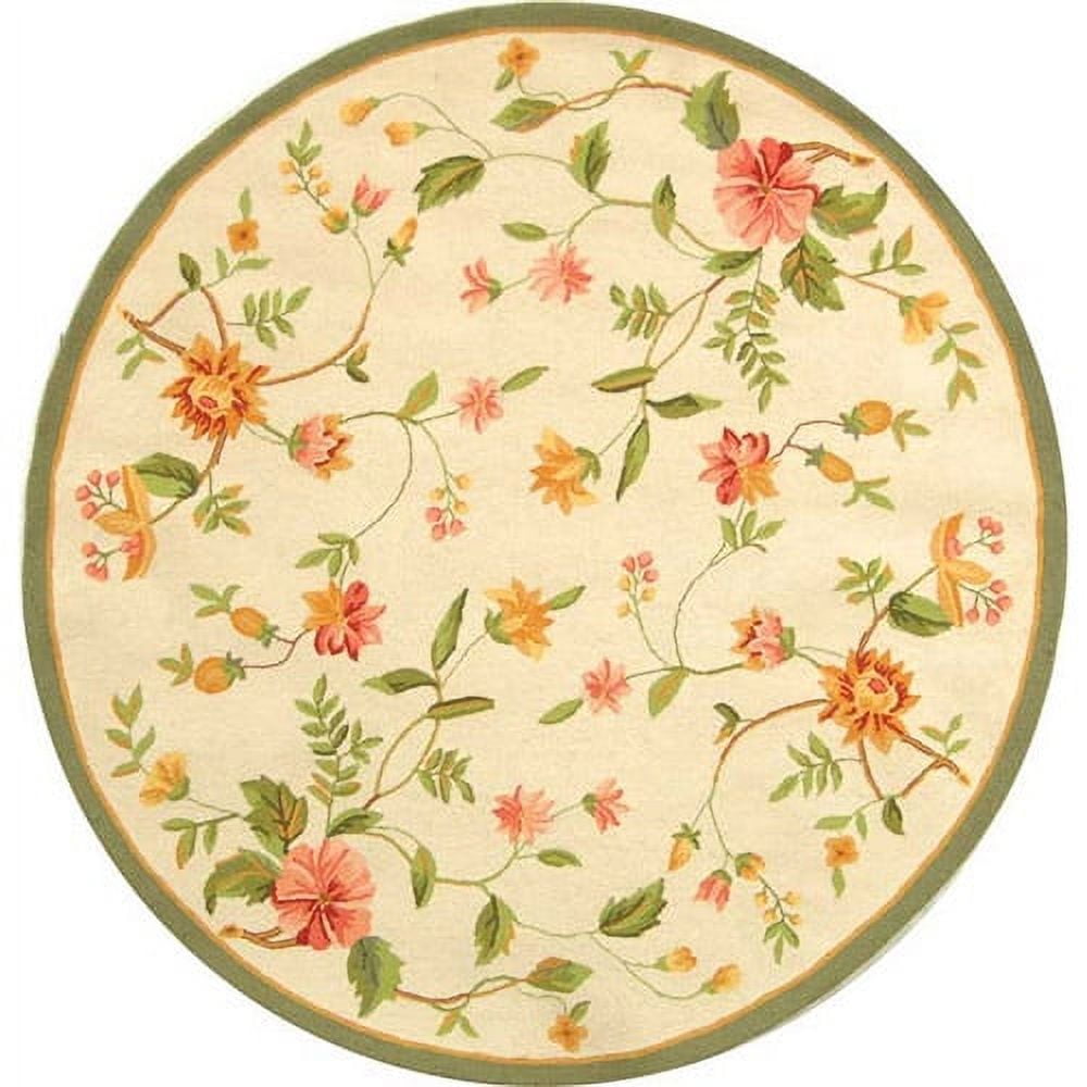 Ivory Floral Hand-Knotted Wool Rectangular Rug 7'9" x 9'9"
