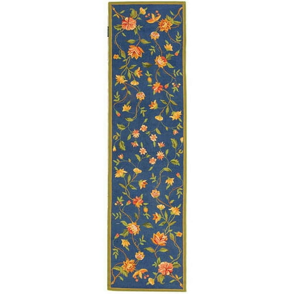 SAFAVIEH Chelsea Beryl Floral Wool Runner Rug, Light Blue, 2'6" x 12'