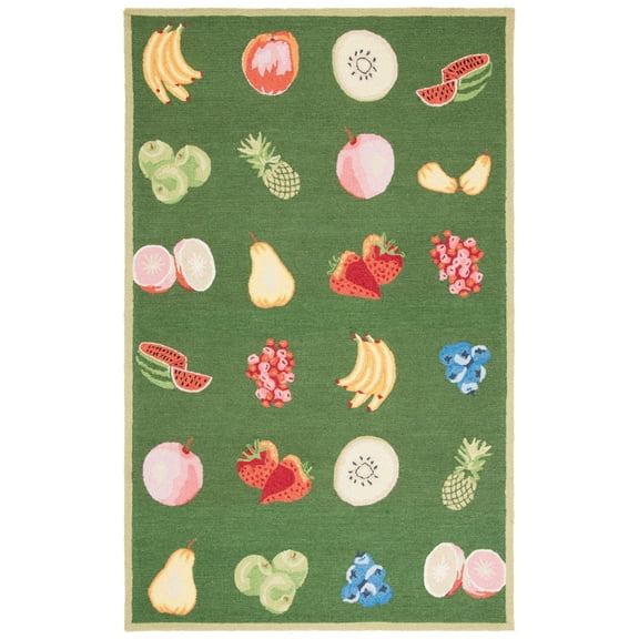 SAFAVIEH Chelsea Brittania Fruit Lovers Wool Area Rug, Hunter Green, 4'6" x 6'6" Oval