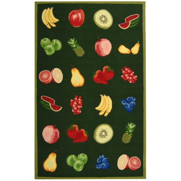 SAFAVIEH Chelsea Brittania Fruit Lovers Wool Area Rug, Hunter Green, 5'3" x 8'3"