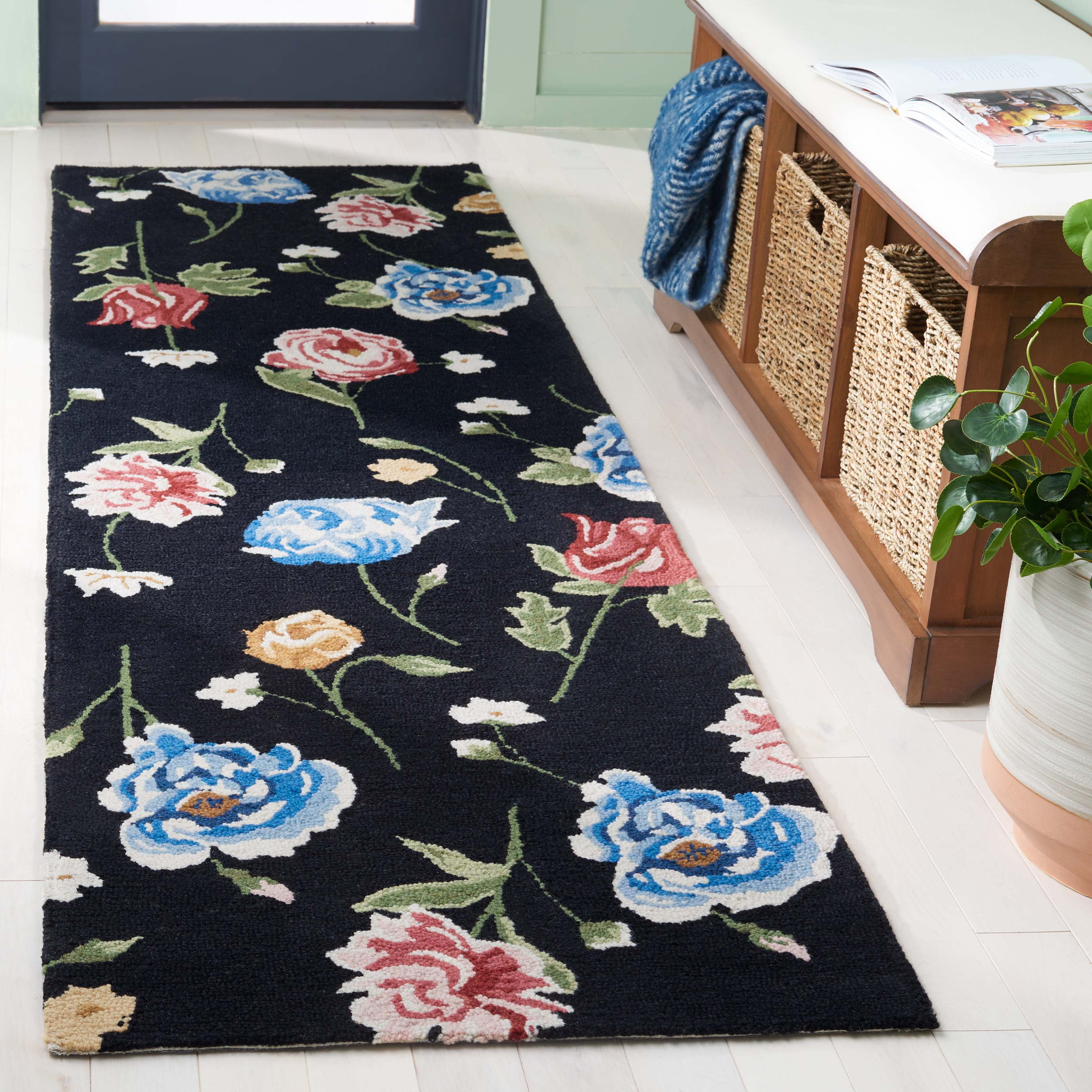 Safavieh Chelsea Cami Floral Runner Rug, Black/Red, 2'3" x 8'