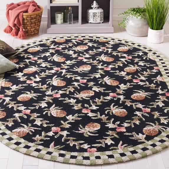 Safavieh Chelsea Candelario Bordered Area Rug, Black/Ivory, 4'6" x 6'6" Oval