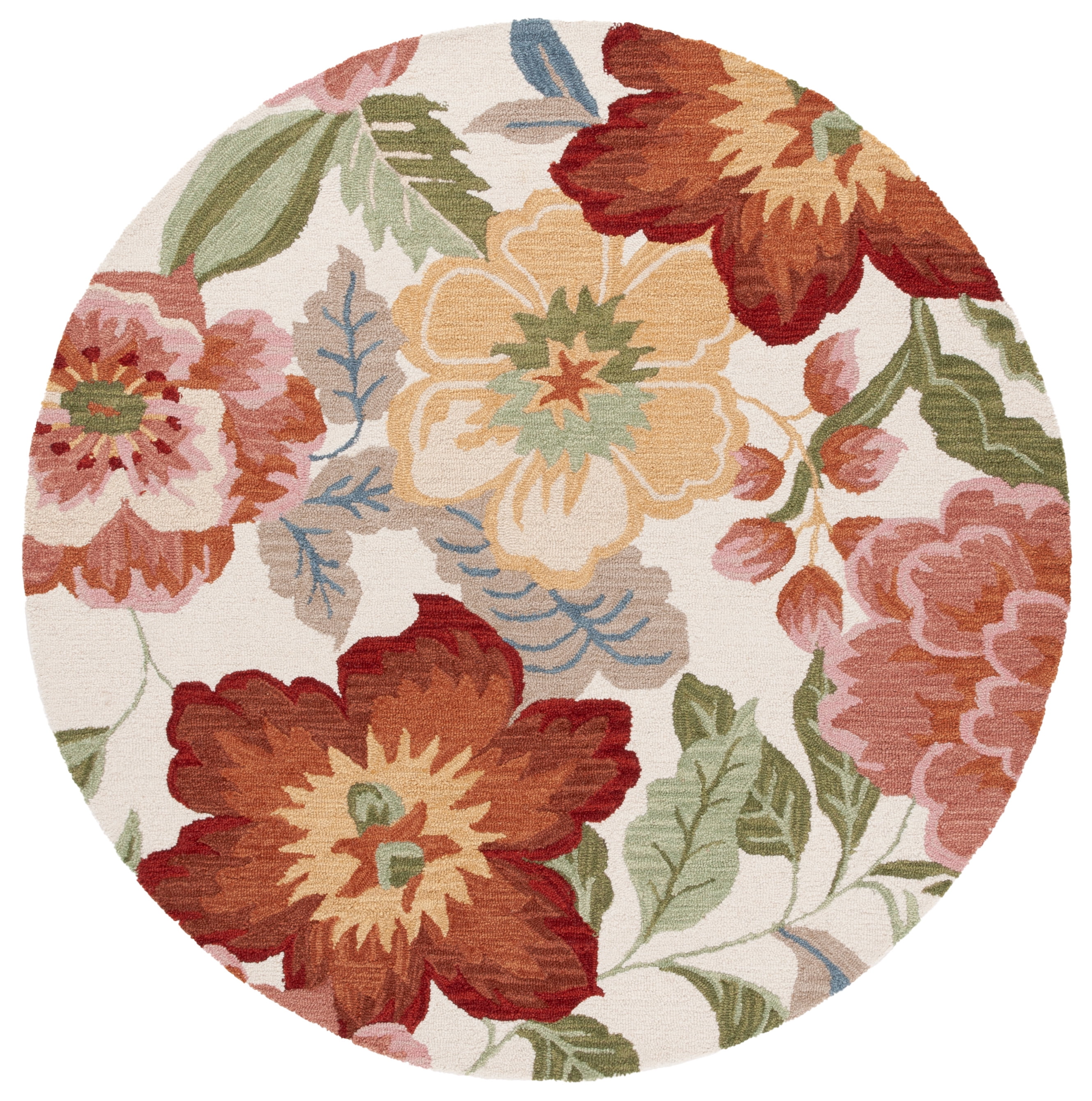 Chelsea Round Ivory Floral Hand Tufted Wool Rug