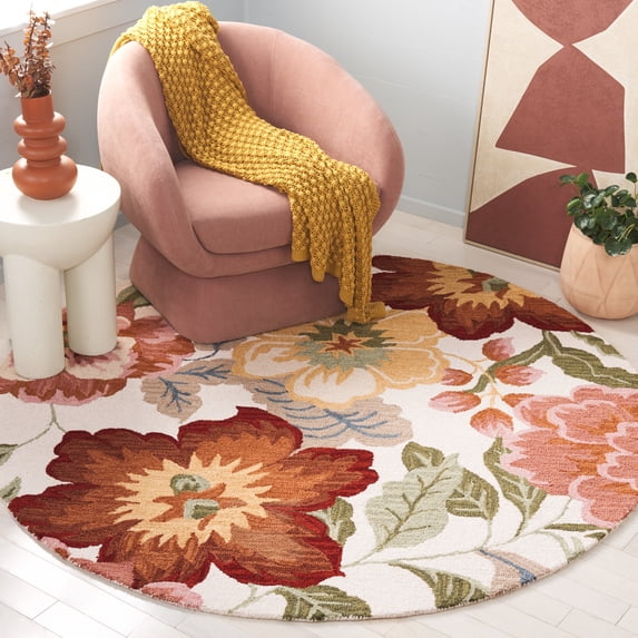 Safavieh Chelsea Caryn Floral Area Rug, Ivory/Pink, 6' x 6' Round