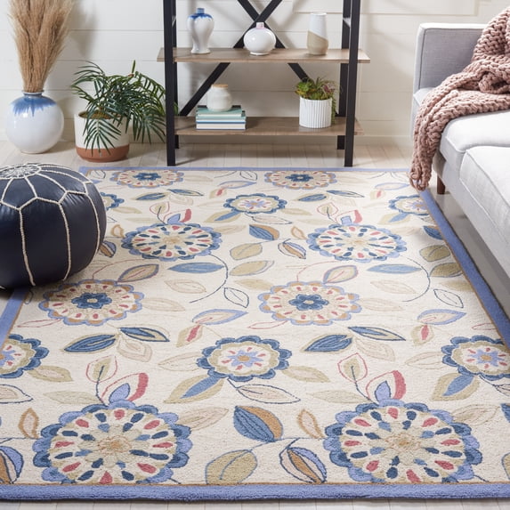 Safavieh Chelsea Cleto Bordered Area Rug, Ivory/Blue, 5'3" x 8'3"