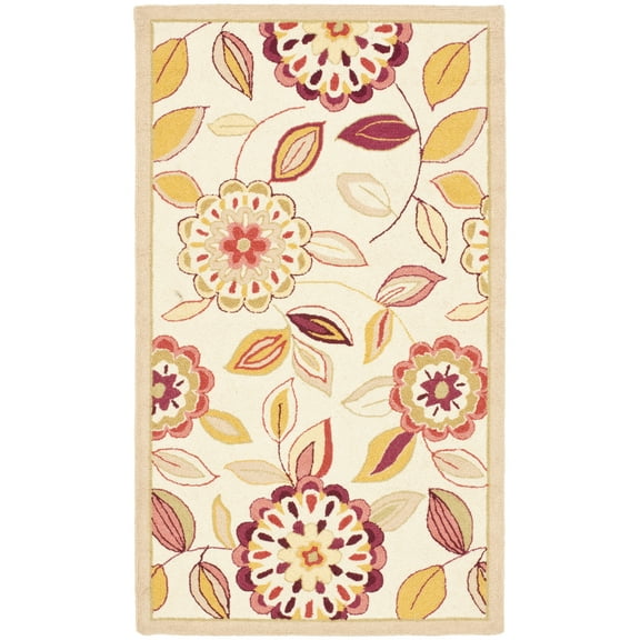 SAFAVIEH Chelsea Cleto Floral Wool Area Rug, Ivory/Taupe, 5'3" x 8'3"