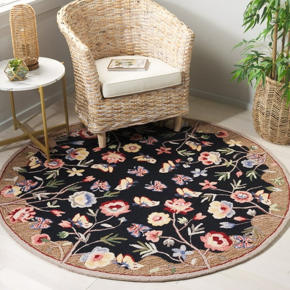 Safavieh Chelsea Cordelia Floral Area Rug, Black/Brown, 5'6" x 5'6" Round