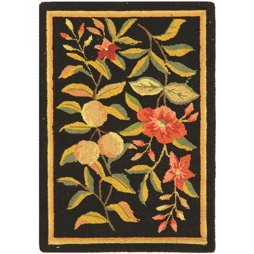 Chelsea Black Hand-Knotted Wool Floral Area Rug