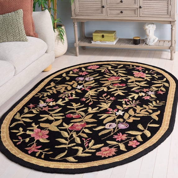 Safavieh Chelsea Dania Bordered Area Rug, Black, 7'6" x 9'6" Oval