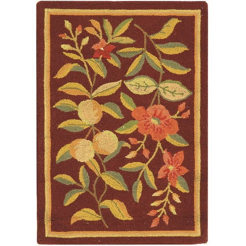 Handmade Burgundy Floral Tufted Wool Area Rug