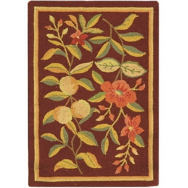 SAFAVIEH Chelsea Dania Floral Wool Area Rug, Burgundy, 1'8" x 2'6"