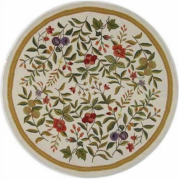 SAFAVIEH Chelsea Dania Floral Wool Area Rug, Ivory, 4' x 4' Round