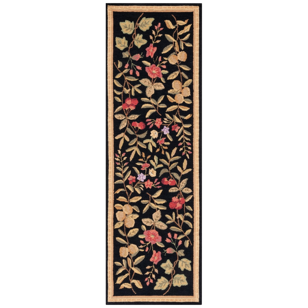 Chelsea HK210 Hand Hooked Runner Rug - Black - 2'6"x12' - Safavieh.