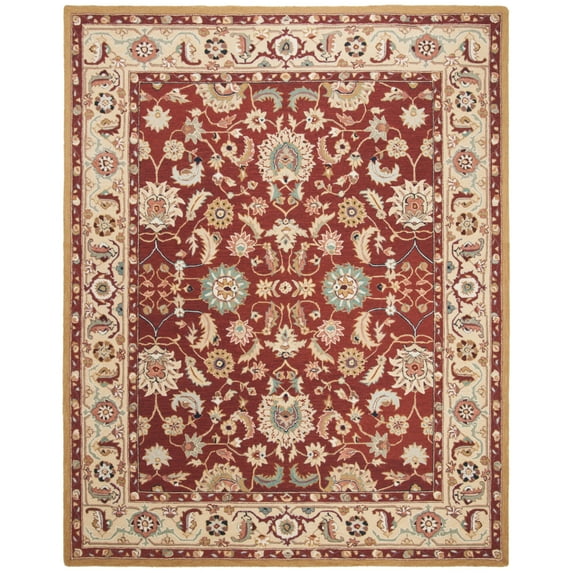 SAFAVIEH Chelsea Daragh Traditional Wool Area Rug, Red/Ivory, 5'3" x 8'3"