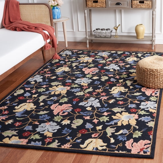 Safavieh Chelsea Daria Floral Area Rug, Black/Red, 6' x 6' Square