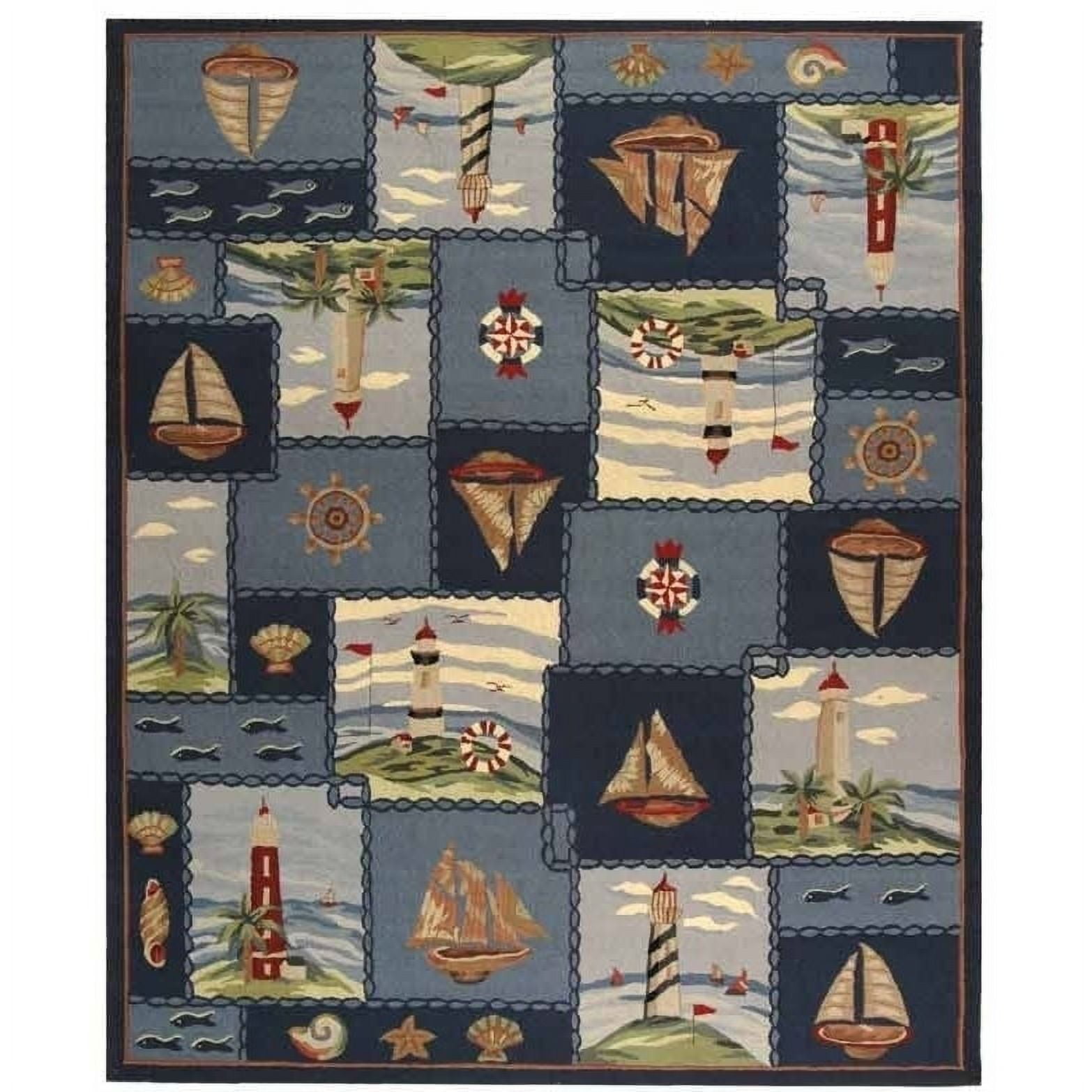 Handmade Chelsea Geometric Round Blue Wool Accent Rug - 20"