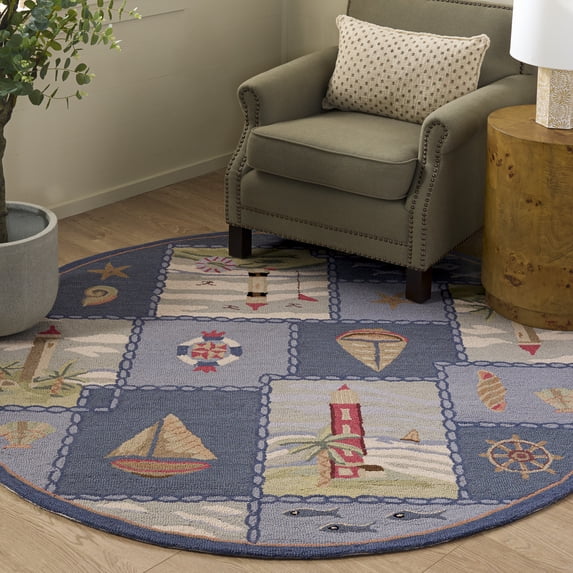 Safavieh Chelsea Dawson Geometric Wool Area Rug, Blue, 3' x 3' Round