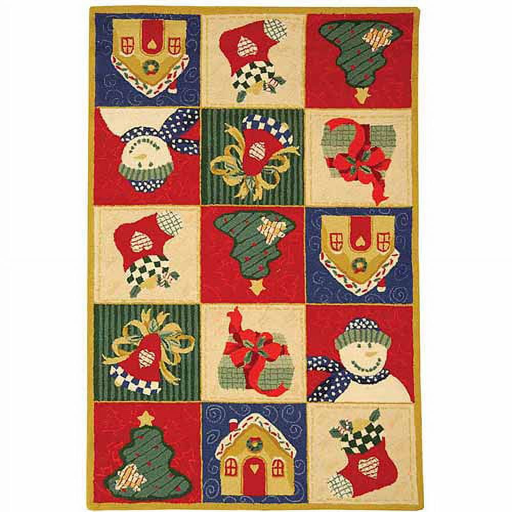 Ivory and Multicolor Hand-Hooked Wool Floral Runner Rug