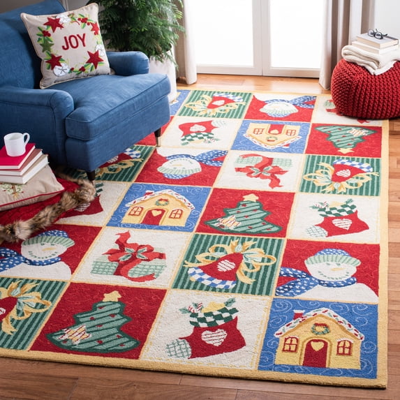 Safavieh Chelsea Dean Geometric Wool Area Rug, White/Multi, 6' x 9'