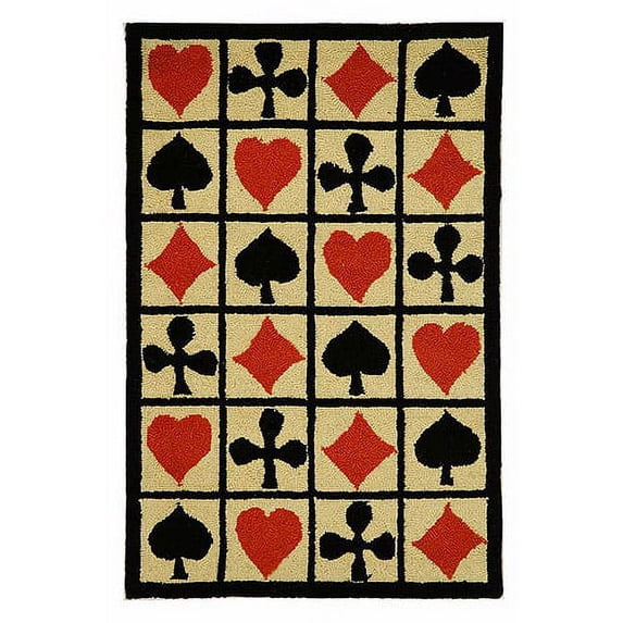 SAFAVIEH Chelsea Decker Poker Lovers Wool Area Rug, Ivory, 2'9" x 4'9"